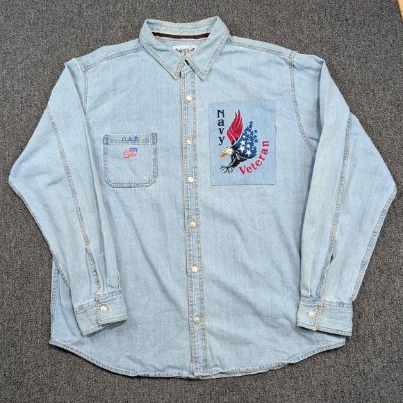 Levi's Vintage Aesthetic Navy Veteran Denim Shirt XXL Light Blue Cotton Rugged — photo 2